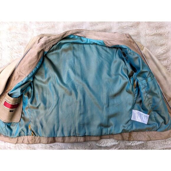 Vintage GIORGIO CUIRS Beige Leather Flight Jacket / Bomber, Sz 4 / 6 - Picture 8 of 16